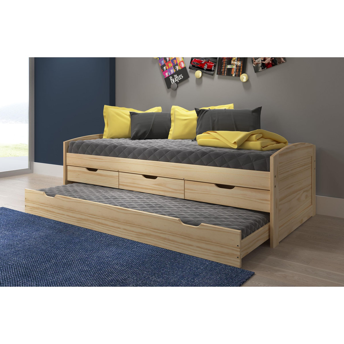 Lit gigogne 2 couchages 90x200 cm + 3 tiroirs ULLI