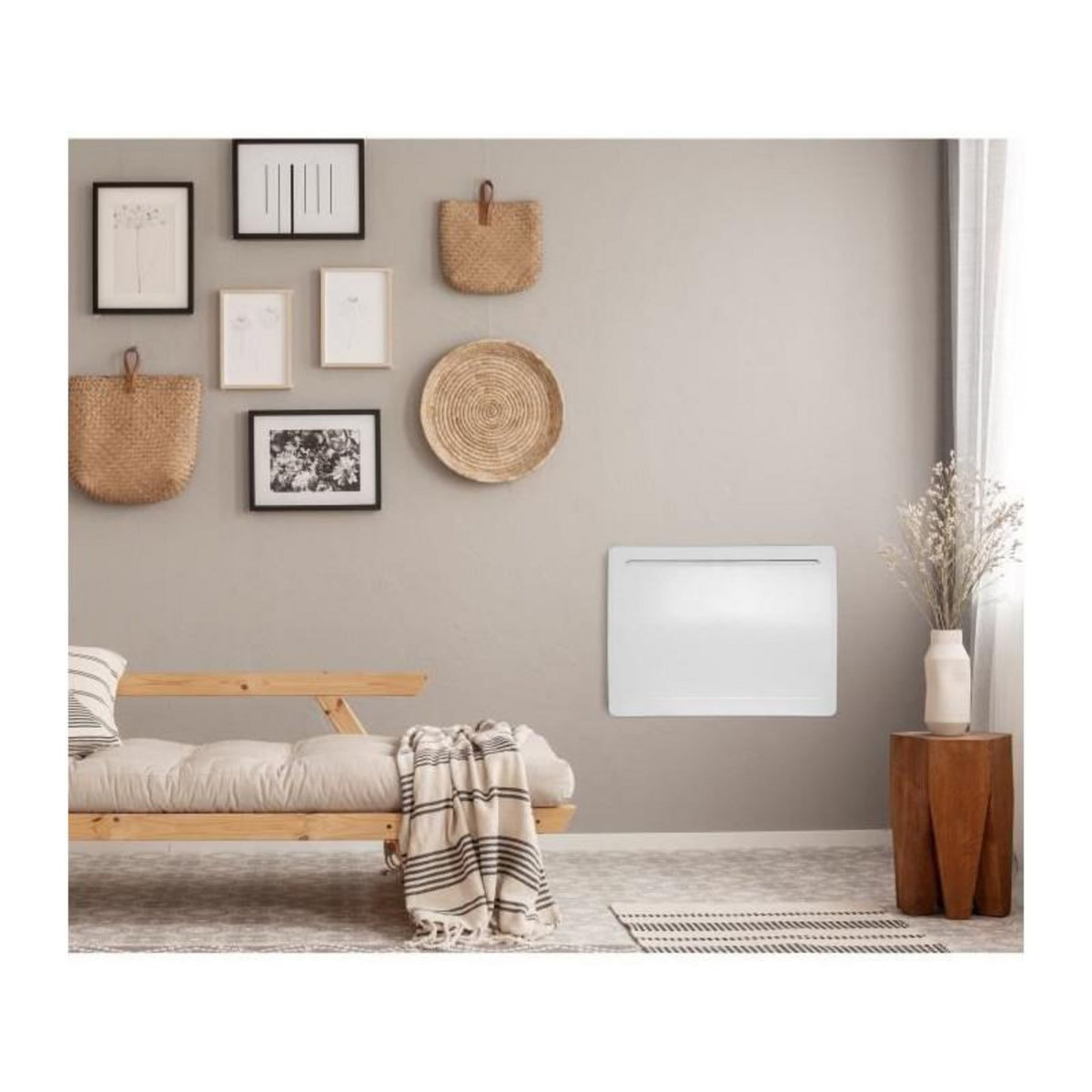 OCEANIC Radiateur électrique fixe a inertie seche céramique 1000W OCEANIC Rubis - Design galbé - Blanc - NF