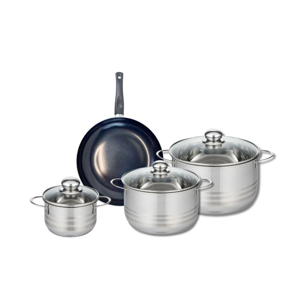 ELO Ensemble de 1 Poêle de cuisson 24 cm et 3 faitouts 14, 20 et 24 cm Elo Prima Brillant