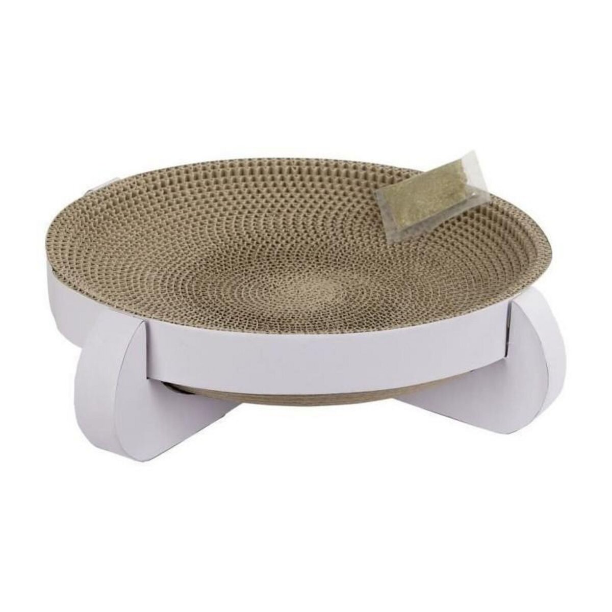 KERBL Corbeille griffoir Platinum 35x35x10cm, avec Catnip, blanc