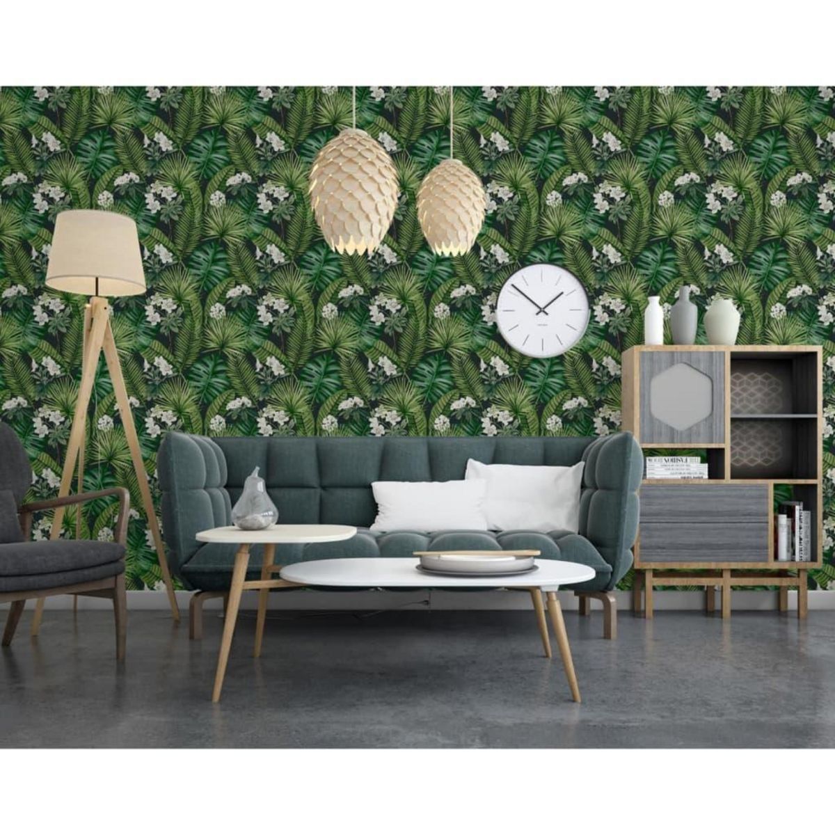 DUTCH WALLCOVERINGS DUTCH WALLCOVERINGS Papier peint Eden Noir et vert fonce