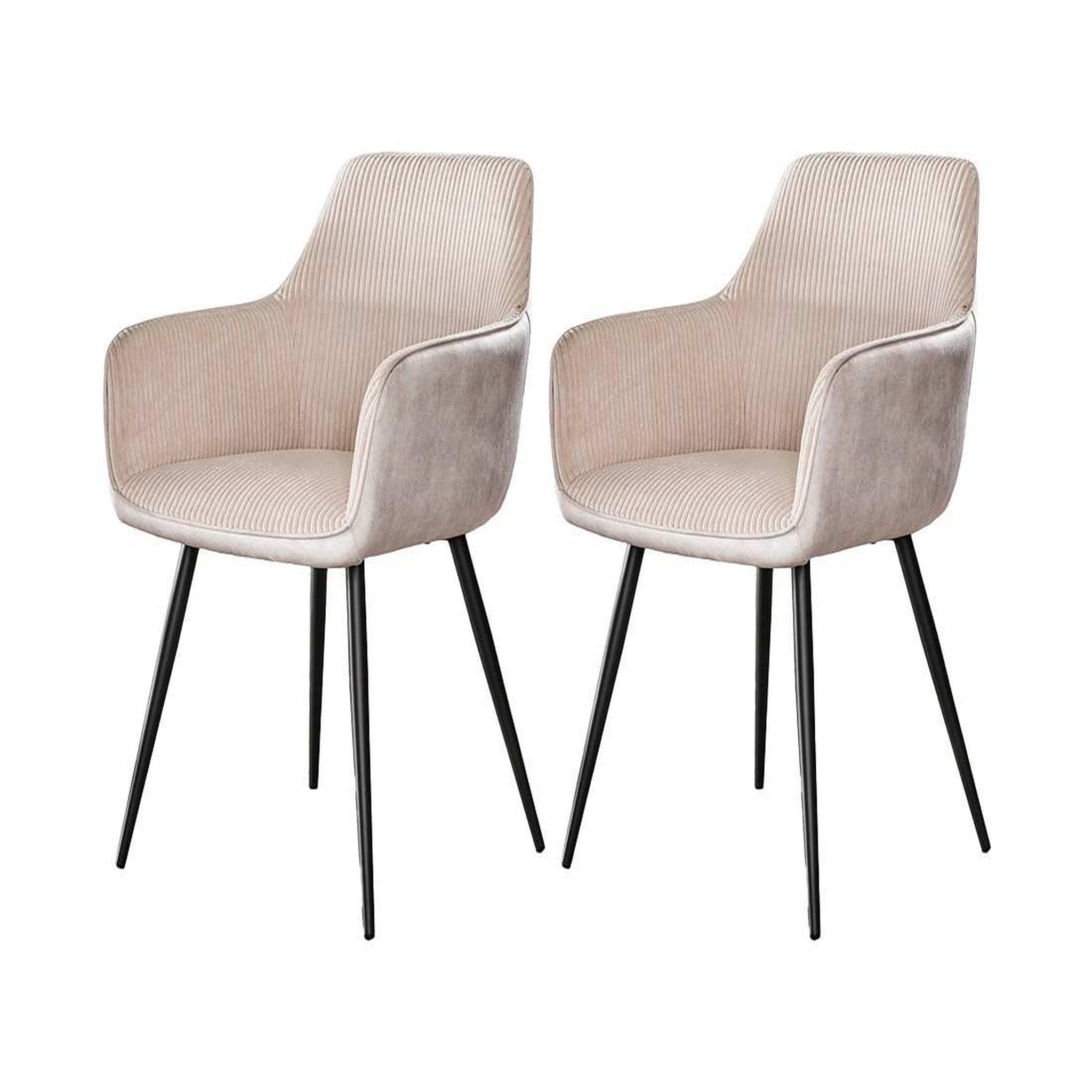 BEST MOBILIER Lormi - lot de 2 fauteuils - en velours côtelé et velours - beige. Coloris disponibles : Gris