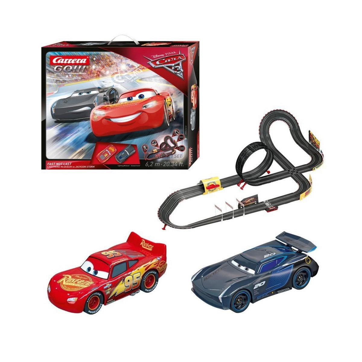 CARRERA cars 3 - Coffret Circuit Automobile Carrera 6.20 mètres pas cher