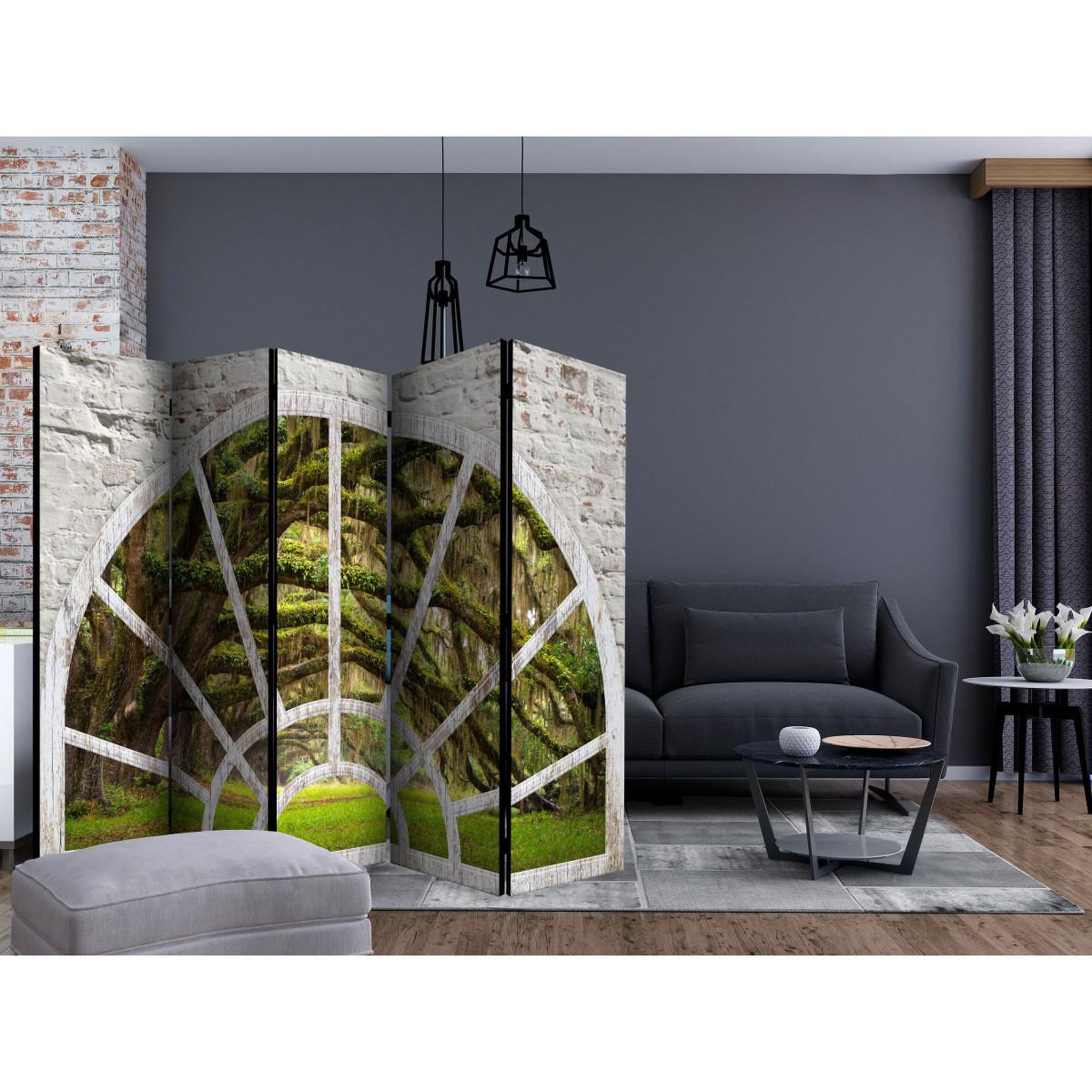 Voir la diapositive 2 : Paris Prix Paravent 5 volets  window to secret forest  172x225cm