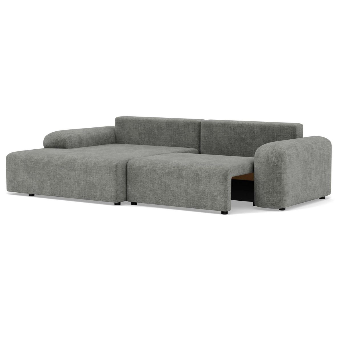 BEST MOBILIER Rebecca - canapé d'angle gauche 4 places convertible avec coffre en velours texturé