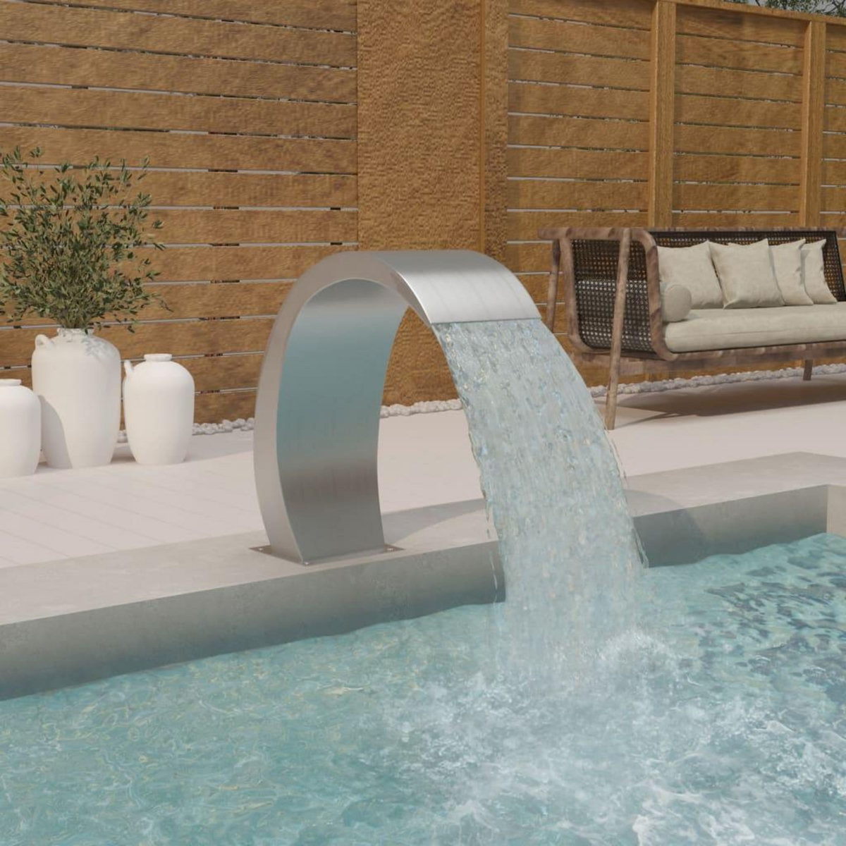VIDAXL Fontaine de piscine avec LED 22x60x70 cm Acier inoxydable 304