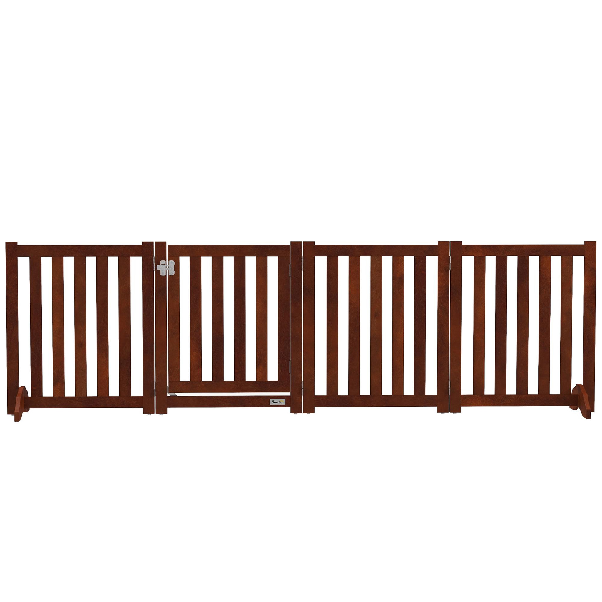 Voir la diapositive 5 : PAWHUT Barrière de sécurité chien pliable modulable autoportante avec porte max. 205 x 60 cm mdf effet acajou