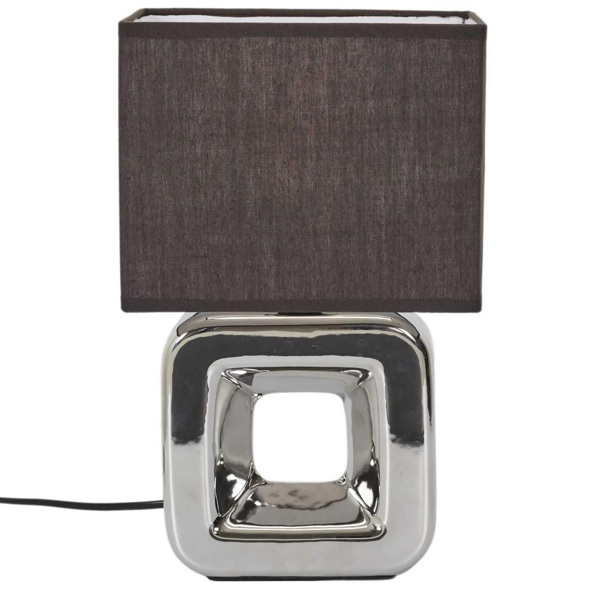 Voir la diapositive 2 : The Home Deco Factory Lampe à poser en porcelaine  chromée  32cm argent