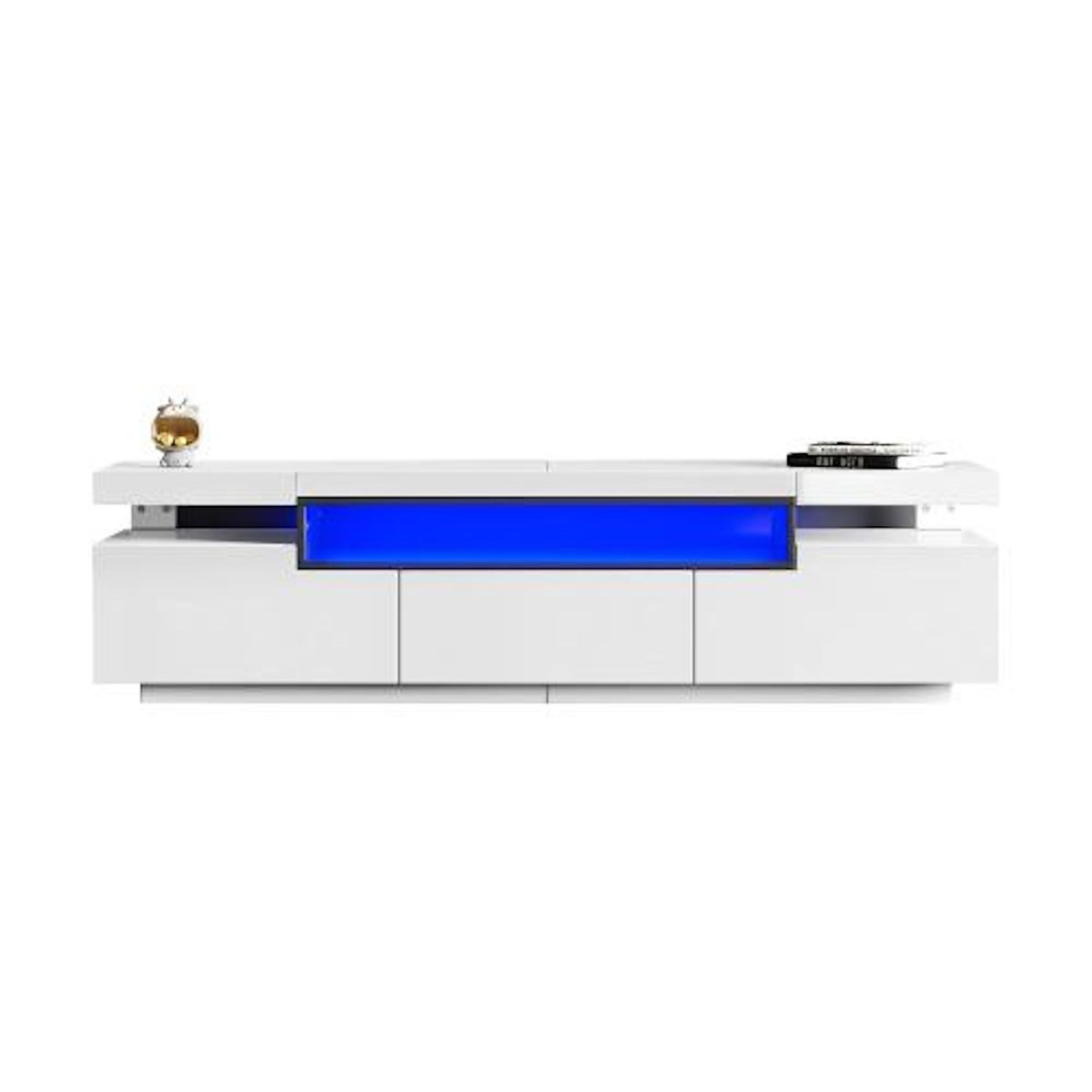 MERAX Meuble tv blanc 160 cm led panneau de particules