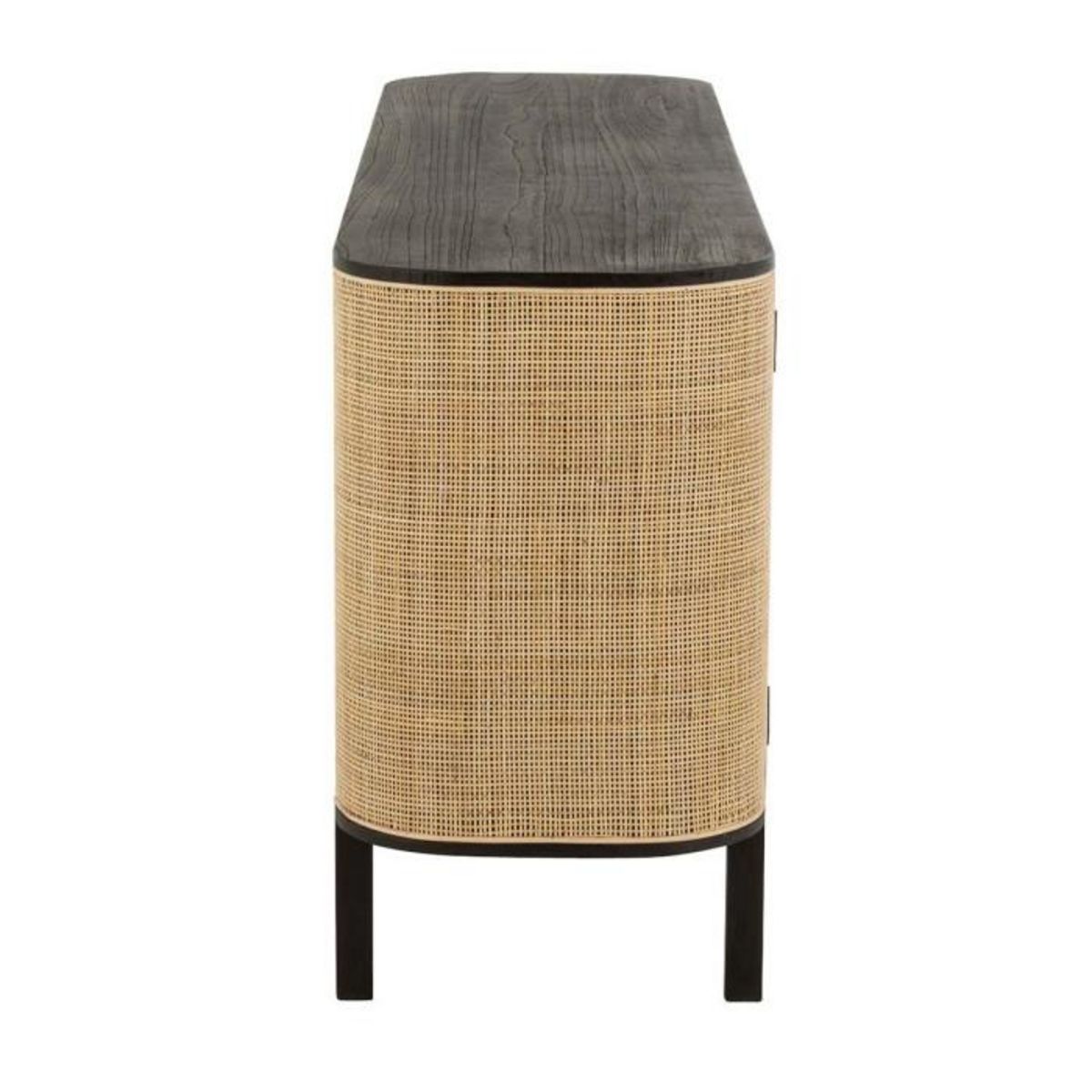 Paris Prix Buffet 3 Portes en Rotin  Molly  180cm Noir & Beige