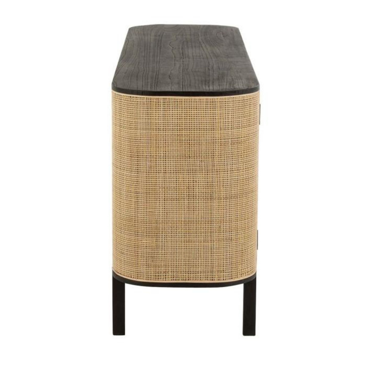 Paris Prix Buffet 3 Portes en Rotin  Molly  180cm Noir & Beige