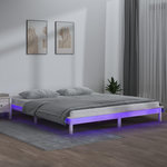 VIDAXL Cadre de lit a LED sans matelas blanc 135x190 cm bois massif