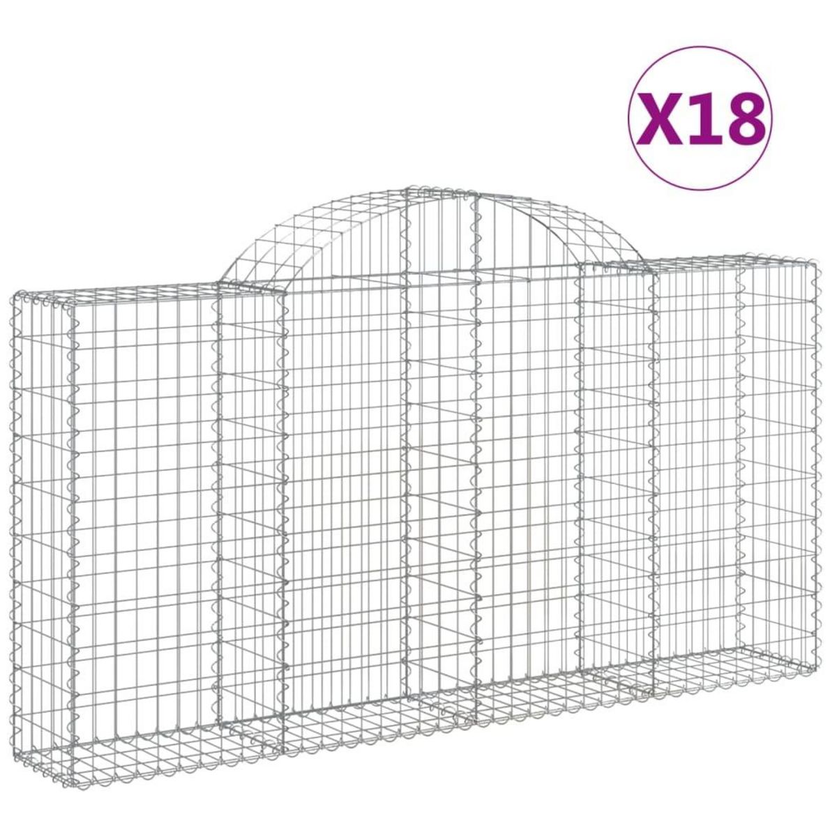 VIDAXL Paniers a gabions arques 18 pcs 200x30x100/120 cm Fer galvanise