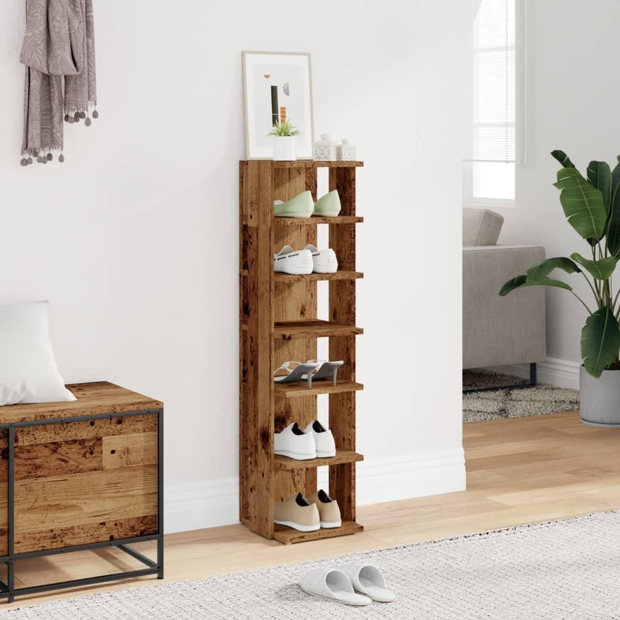 Voir la diapositive 3 : VIDAXL Armoire a chaussures vieux bois 28x27x102 cm bois d'ingenierie