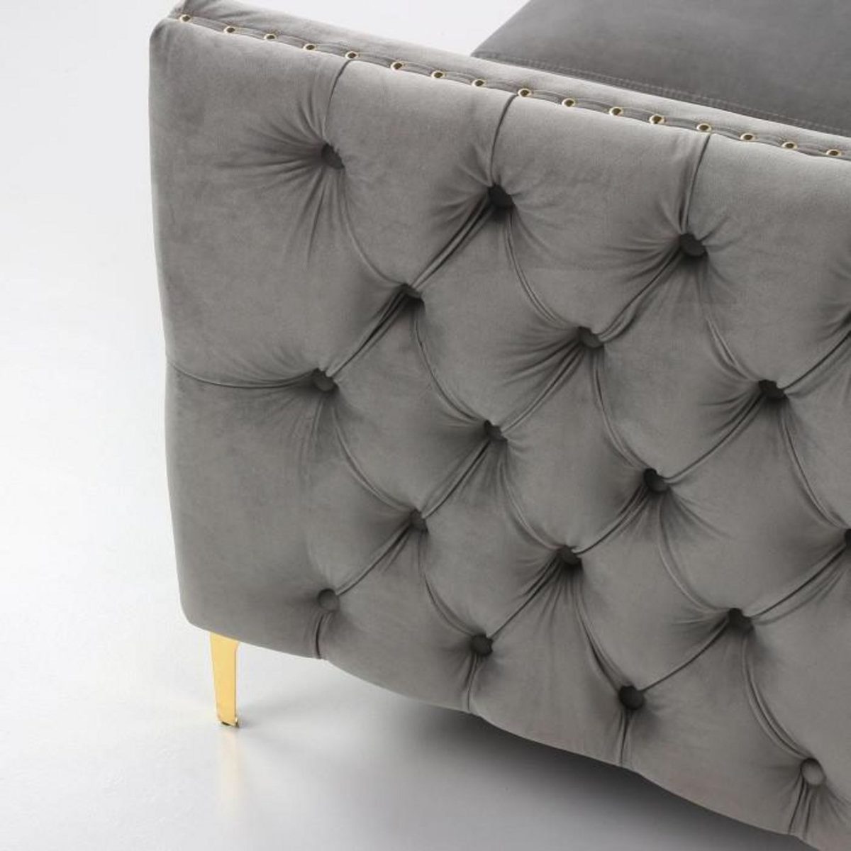 Paris Prix Canapé 3 Places en Velours  Suez  204cm Argent