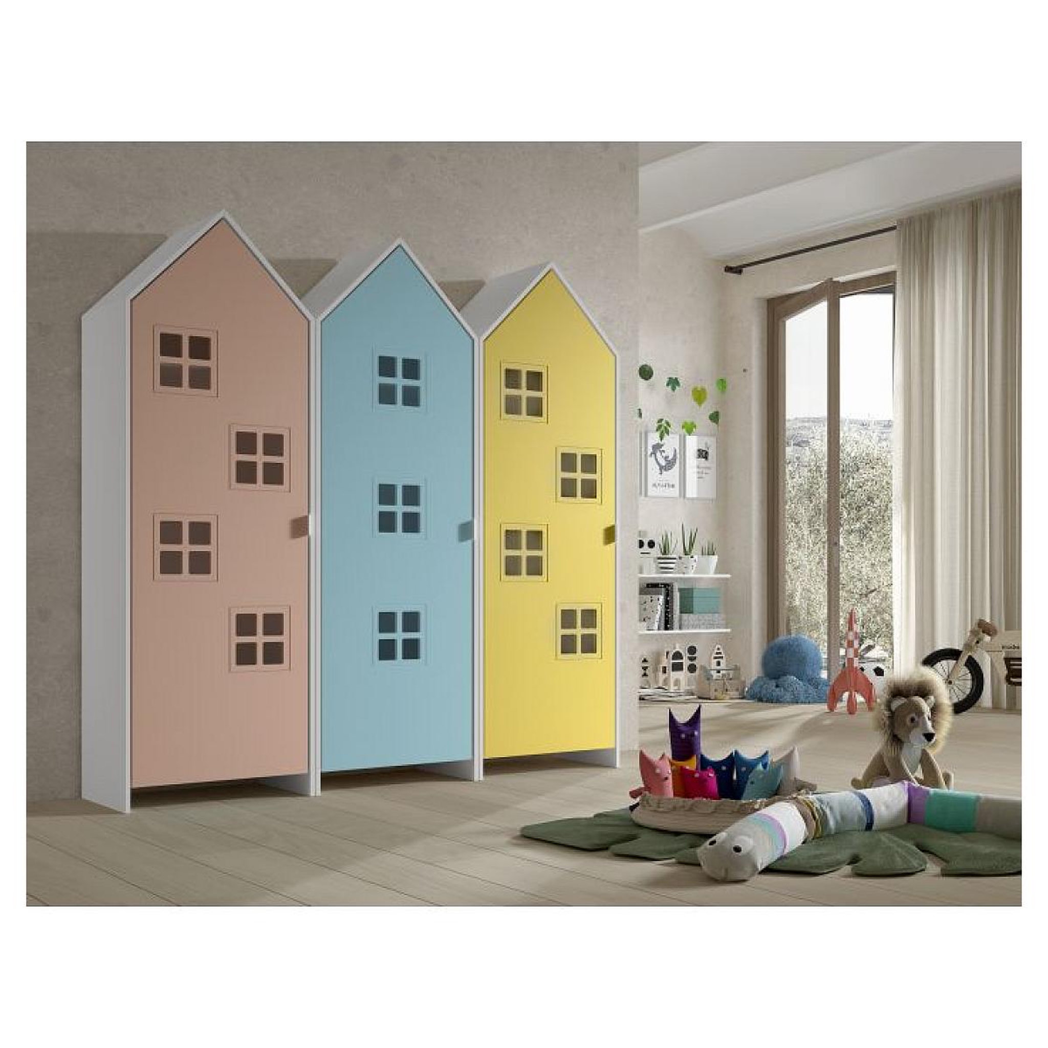Voir la diapositive 2 : Vipack Combinaison D'armoires 3 Parties Casami Bruges rose bleu jaune