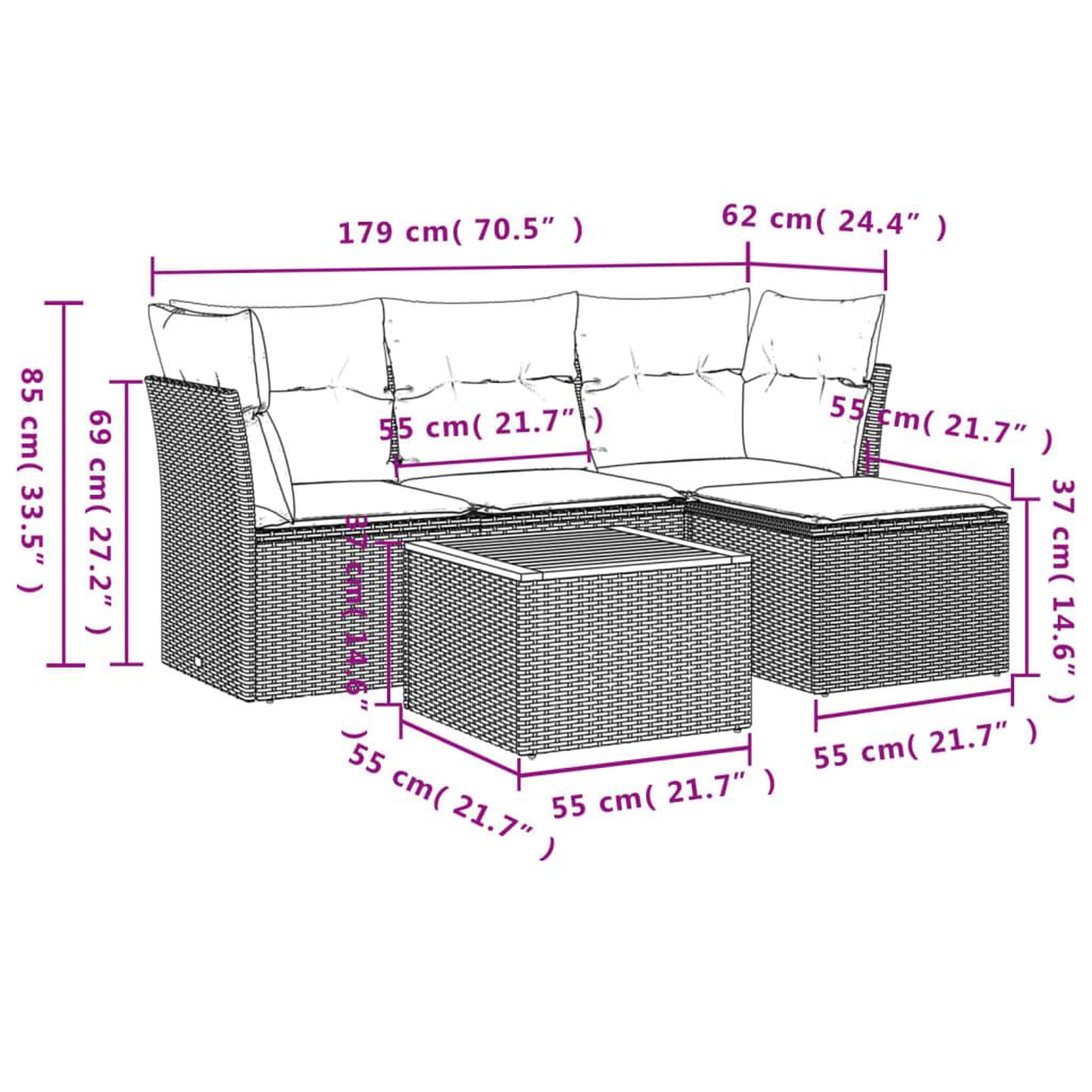 Voir la diapositive 6 : VIDAXL Salon de jardin avec coussins 5 pcs beige resine tressee