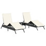 Voir la diapositive 2 : VIDAXL Chaises longues lot de 2 avec table noir resine tressee
