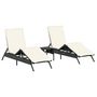 Voir la diapositive 2 : VIDAXL Chaises longues lot de 2 avec table noir resine tressee