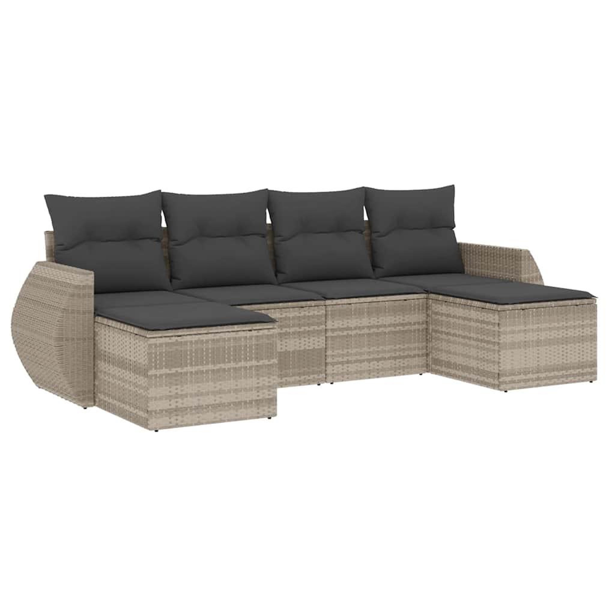 Voir la diapositive 2 : VIDAXL Salon de jardin 6 pcs avec coussins gris clair resine tressee