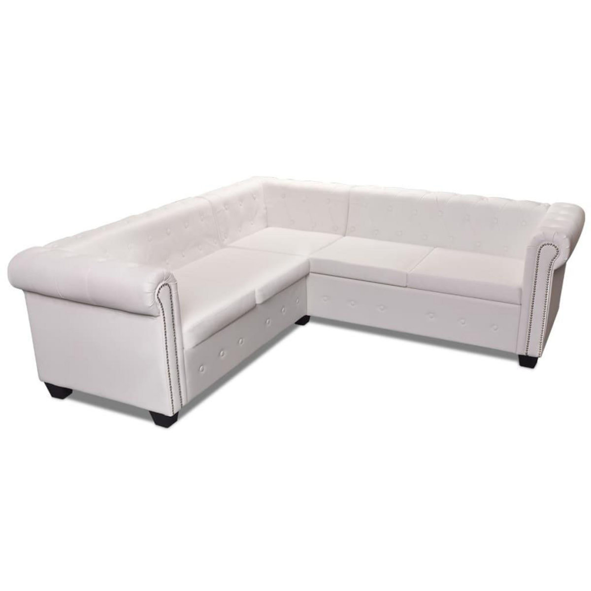 VIDAXL Canape d'angle Chesterfield 5 plc Cuir artificiel Blanc