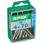 CENTRALE BRICO Lot de 20 vis inox tête fraisée torx SPAX, Diam.4.5 mm x L.70 mm