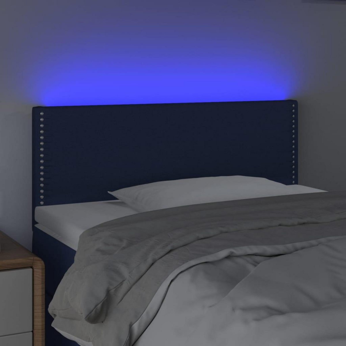 VIDAXL Tete de lit a LED Bleu 100x5x78/88 cm Tissu