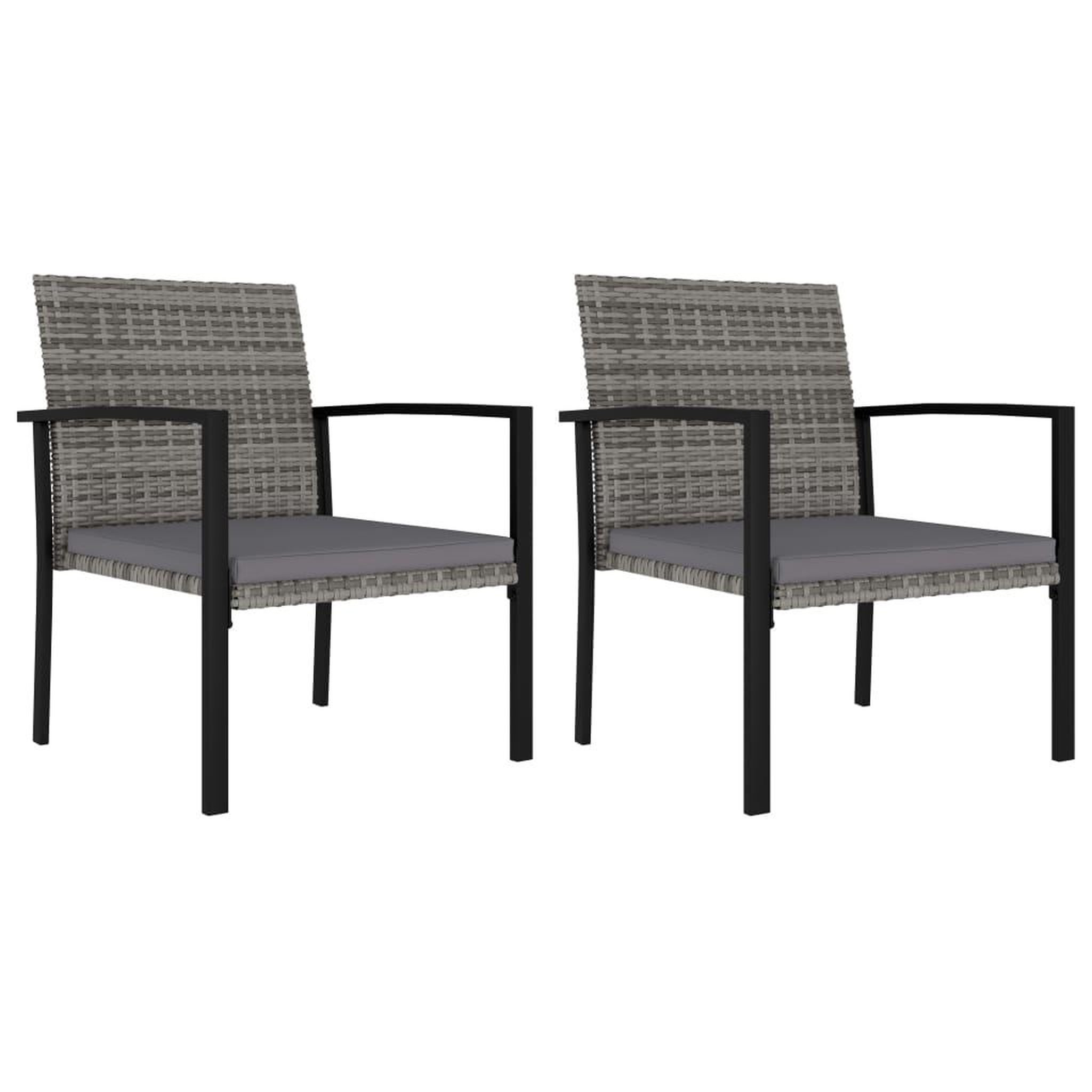 Voir la diapositive 1 : VIDAXL Chaises a manger de jardin lot de 2 Resine tressee Gris