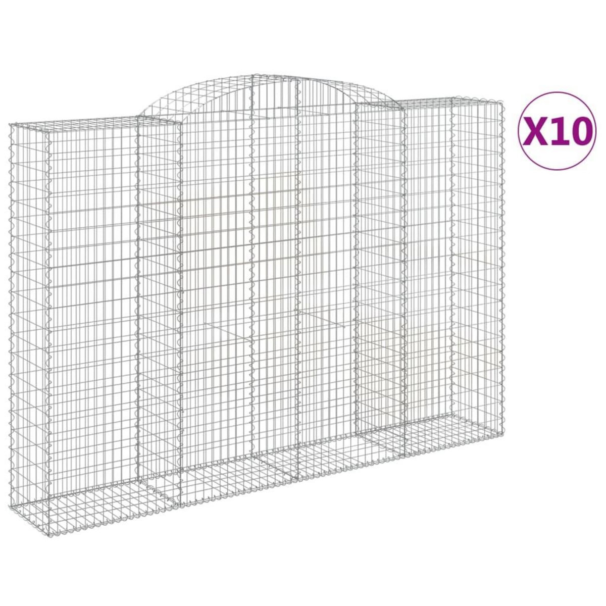 VIDAXL Paniers a gabions arques 10 pcs 300x50x200/220 cm Fer galvanise