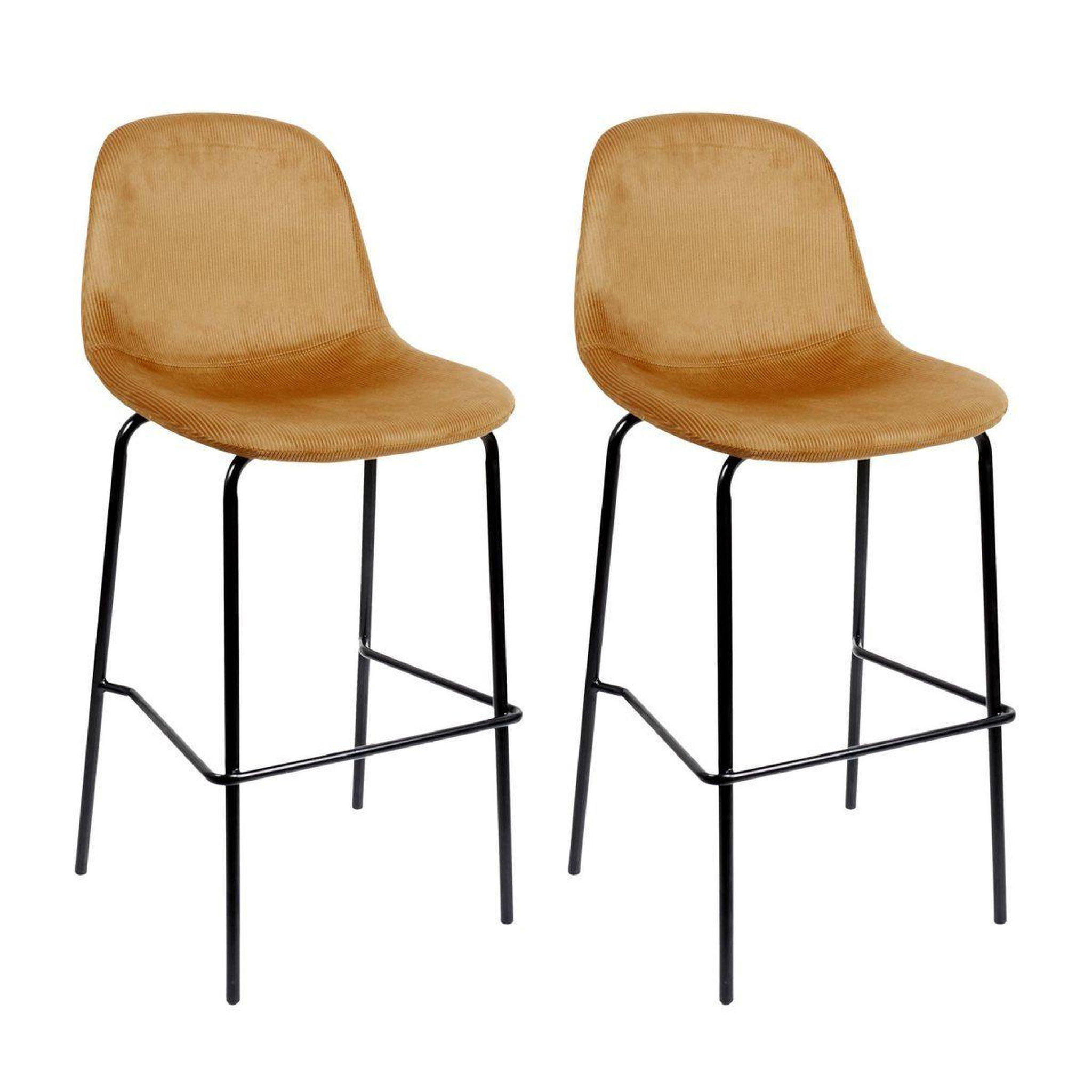 The Home Deco Factory Lot de 2 chaises de bar velours  giulia  100cm jaune