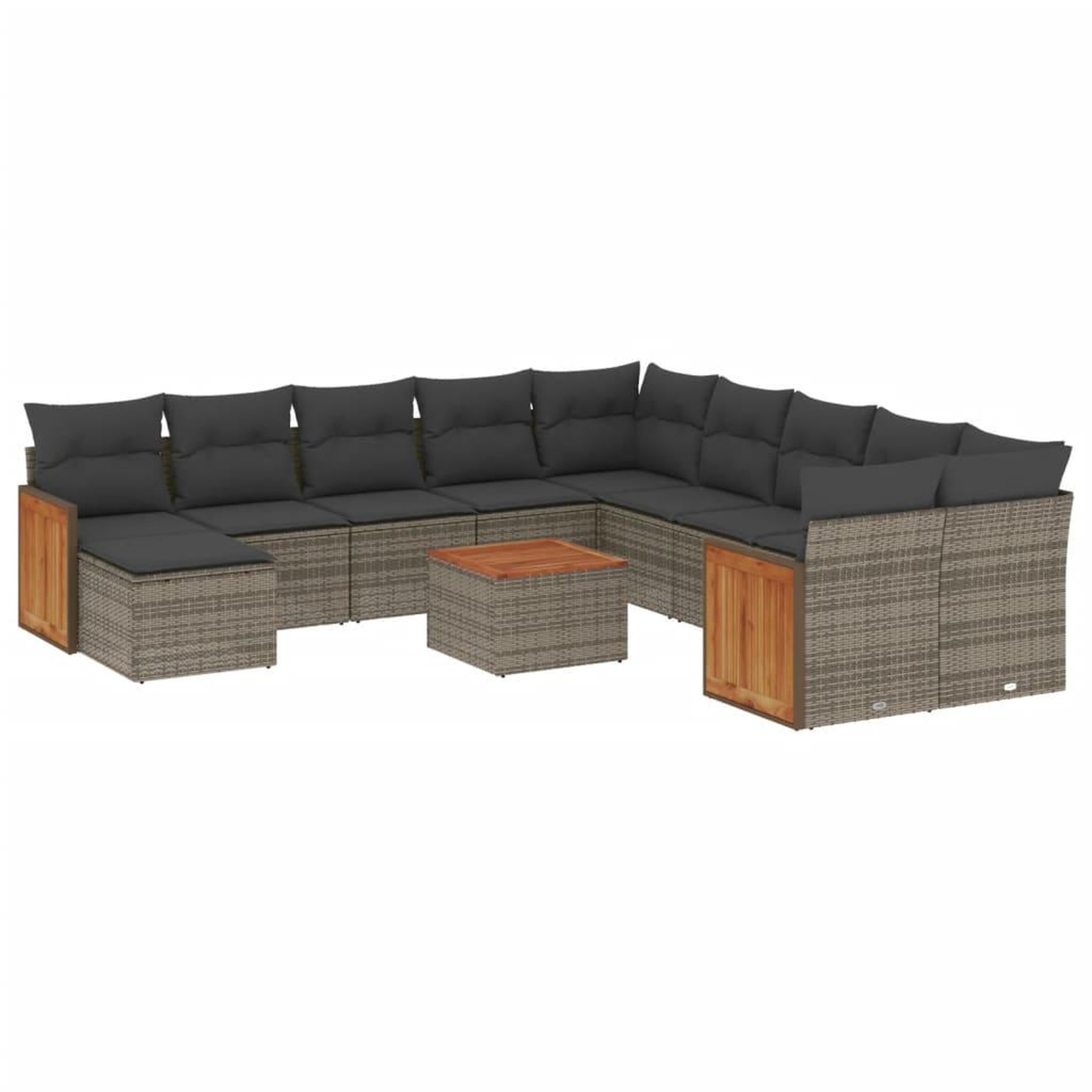 Voir la diapositive 2 : VIDAXL Salon de jardin avec coussins 12 pcs gris resine tressee