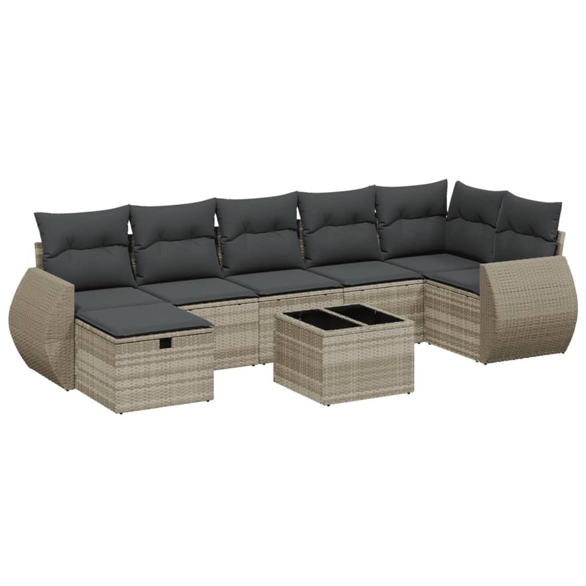 Voir la diapositive 2 : VIDAXL Salon de jardin 8 pcs avec coussins gris clair resine tressee