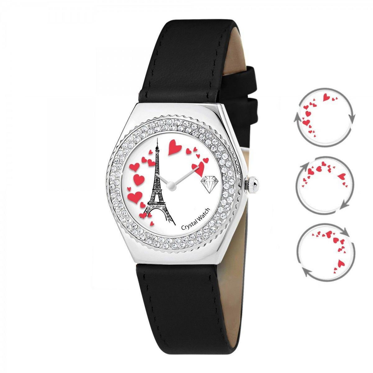 SC CRYSTAL Montre Alysson Tour Eiffel à mouvement tournant SC Crystal ornée de Cristaux scintillants