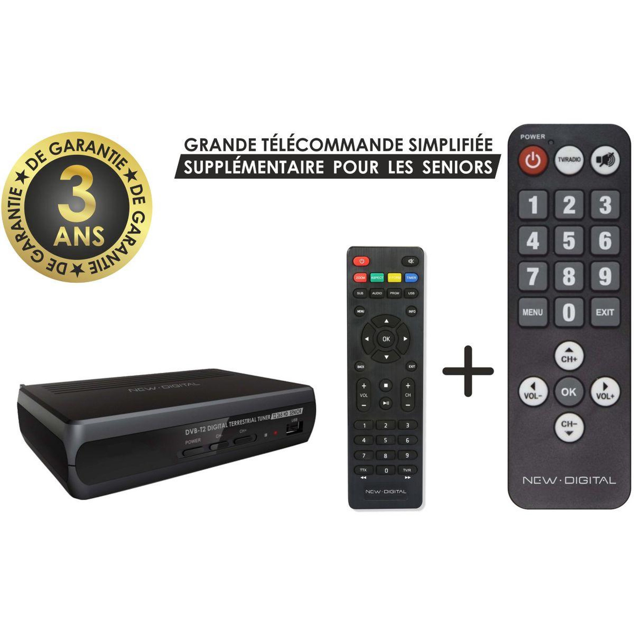 Voir la diapositive 1 : NEW DIGITAL Décodeur TNT DVB-T2 HEVC, T2 265 SENIOR