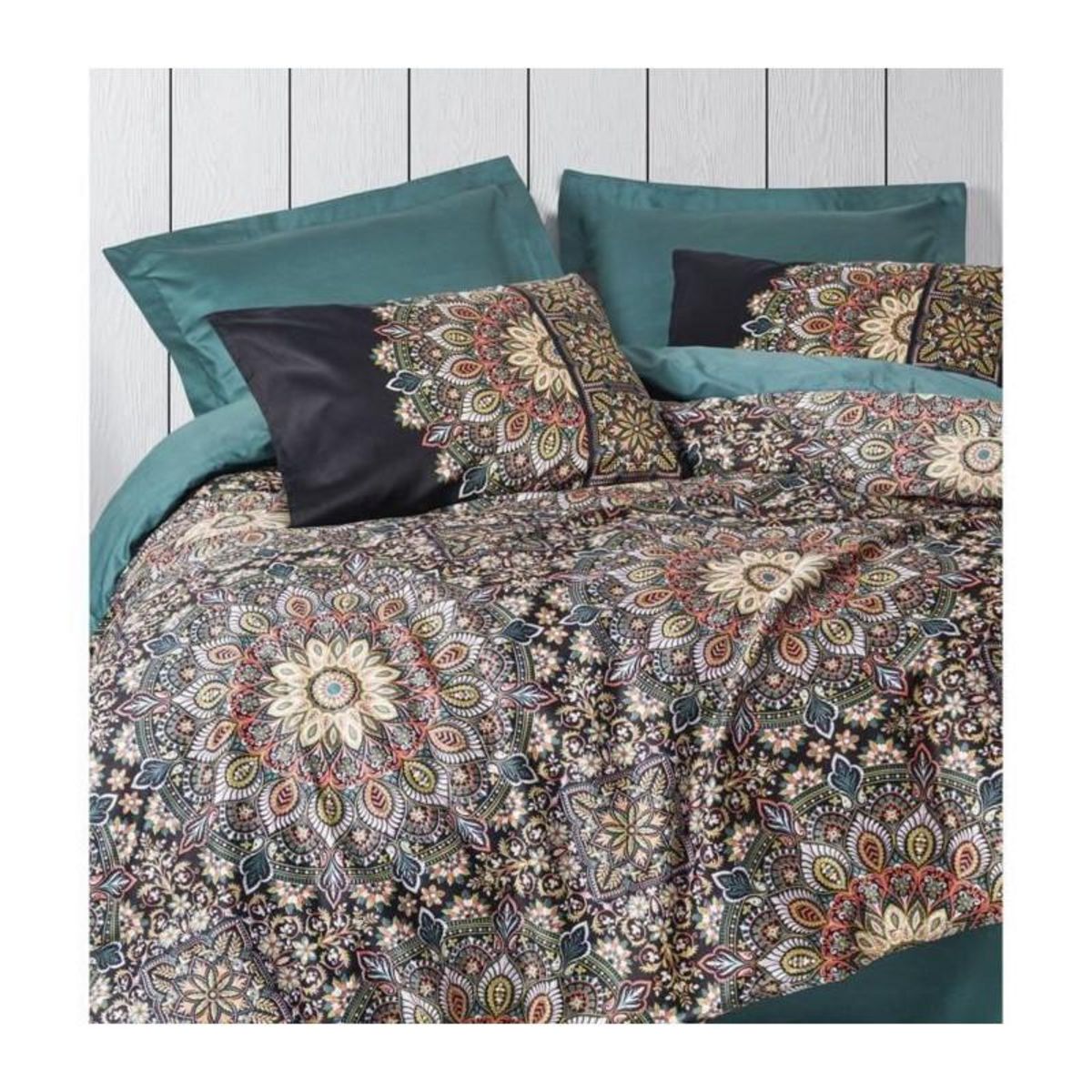 GENERIQUE Parure de lit - 129CTN63971 - 1 housse de couette 220 x 240 cm + 2 taies d'oreiller 60 x 60 cm - Satiné 100% coton - Essence