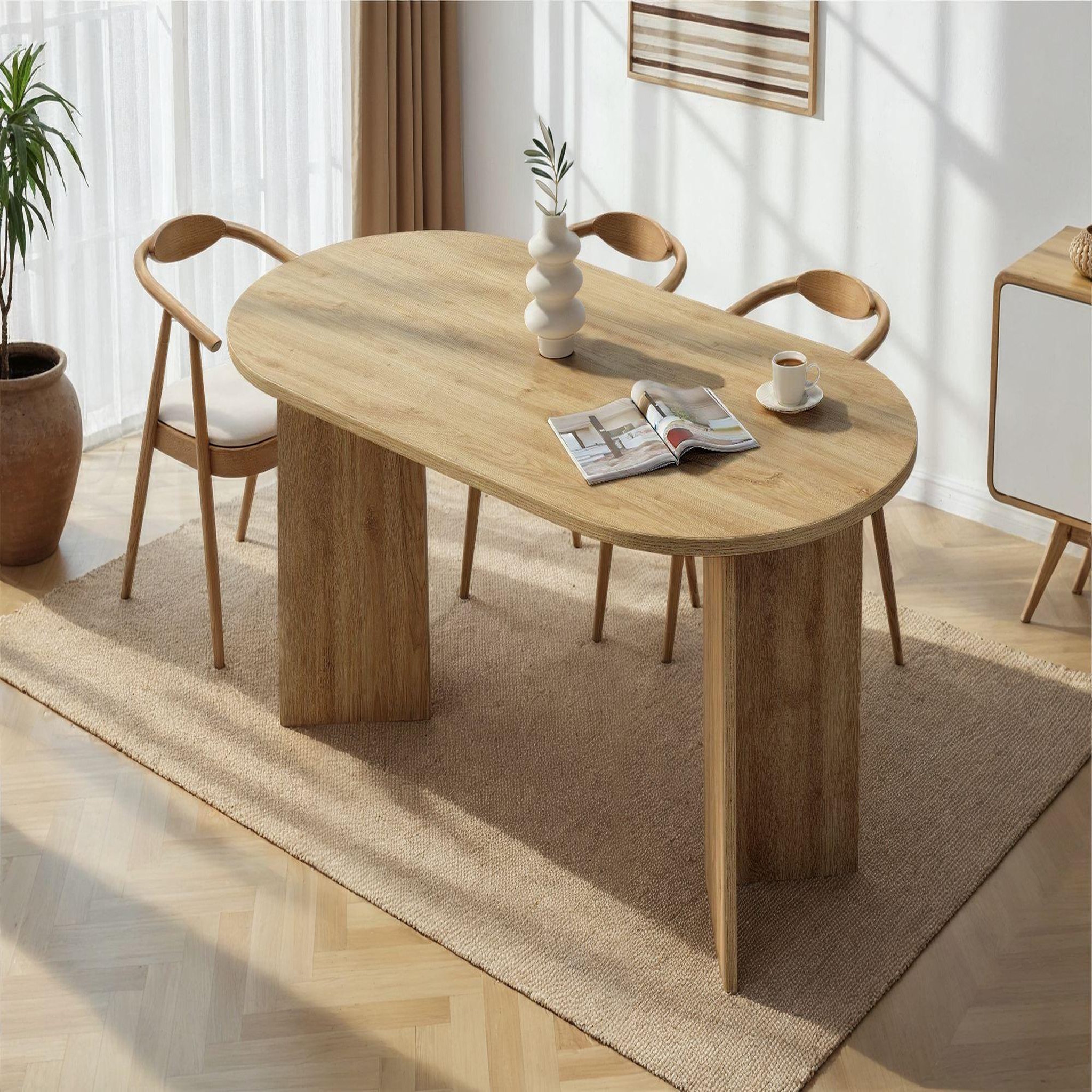 Voir la diapositive 2 : Habitat et Jardin Table à manger en bois  Sablin  180 x 90 x 75 cm - Chêne de Cadix