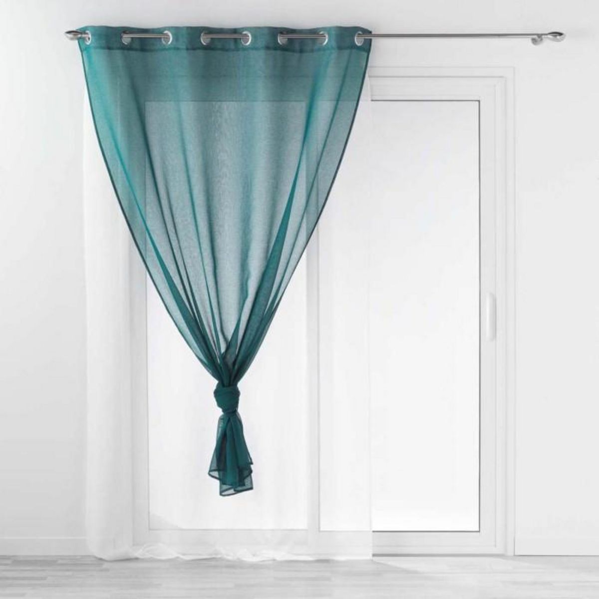 Paris Prix Rideau Voilage à Œillets  Duetto  140x240cm Pétrole & Blanc