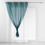 Paris Prix Rideau Voilage à Œillets  Duetto  140x240cm Pétrole & Blanc