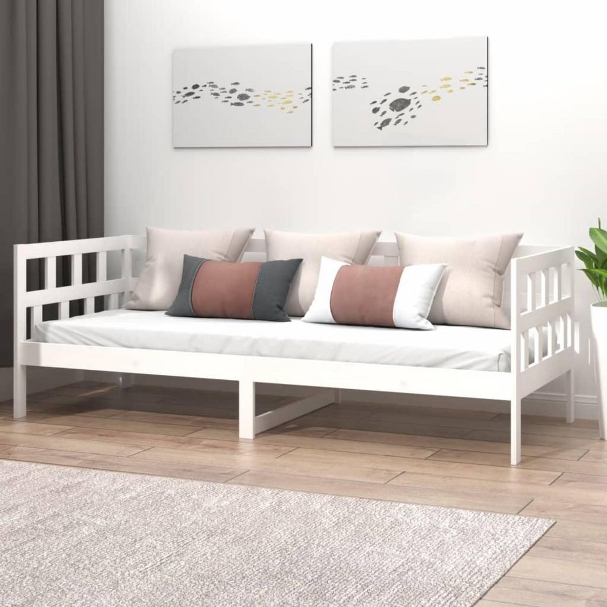 VIDAXL Lit de jour sans matelas blanc bois de pin massif 80x200 cm