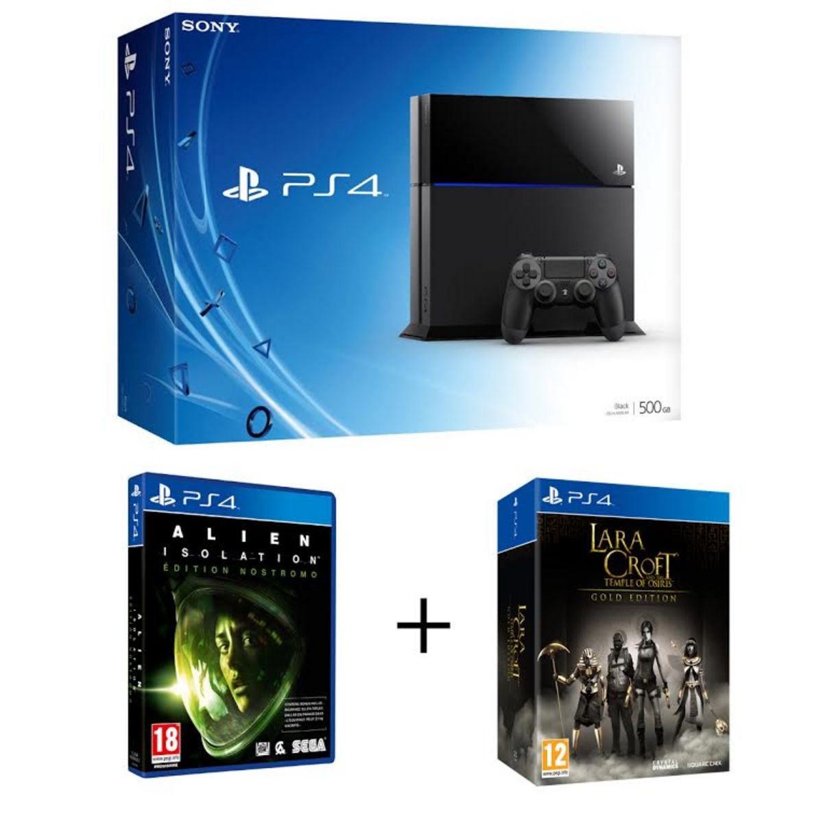 Console PS4 500go noire + Alien Isolation + Lara Croft and the Temple of Osiris ? Gold Edition