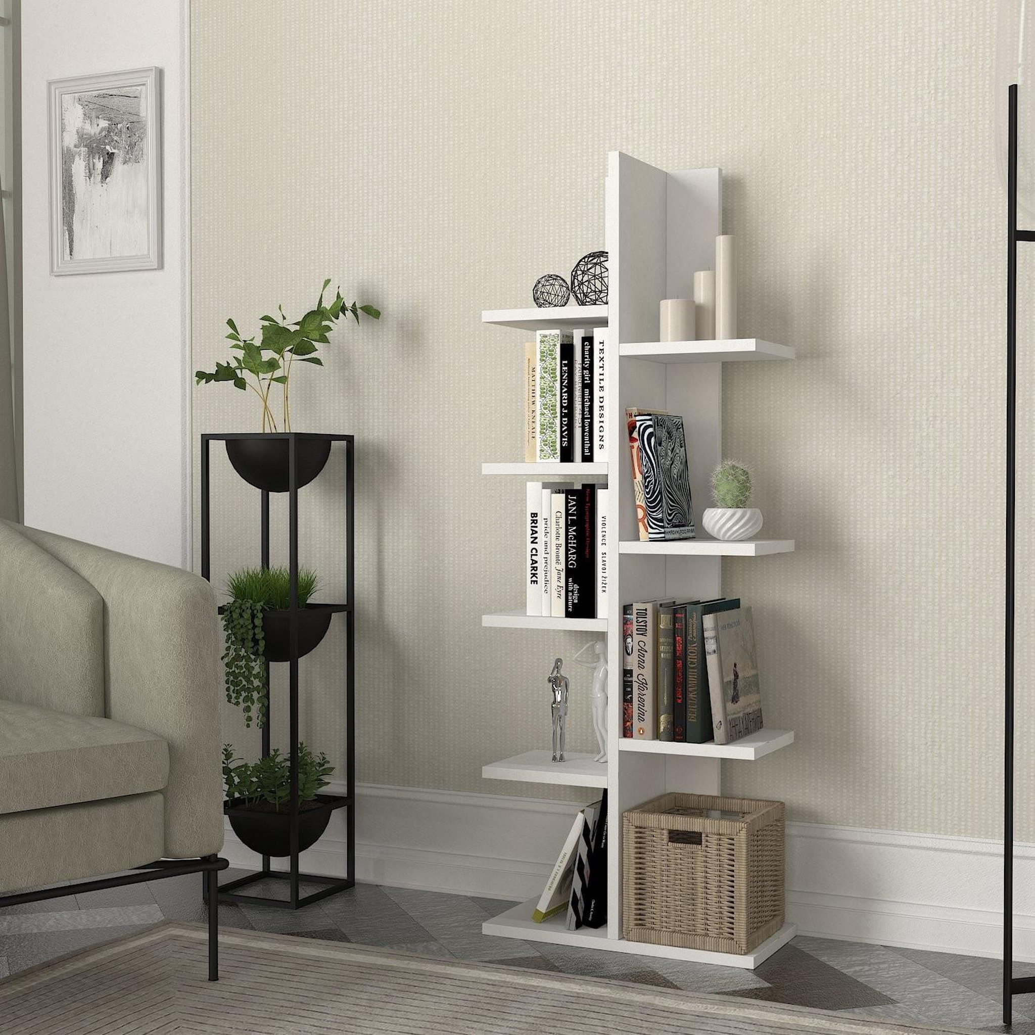 Voir la diapositive 3 : Habitat et Jardin Bibliothèque en bois  tree  - 45 x 22 x 121 cm - blanc