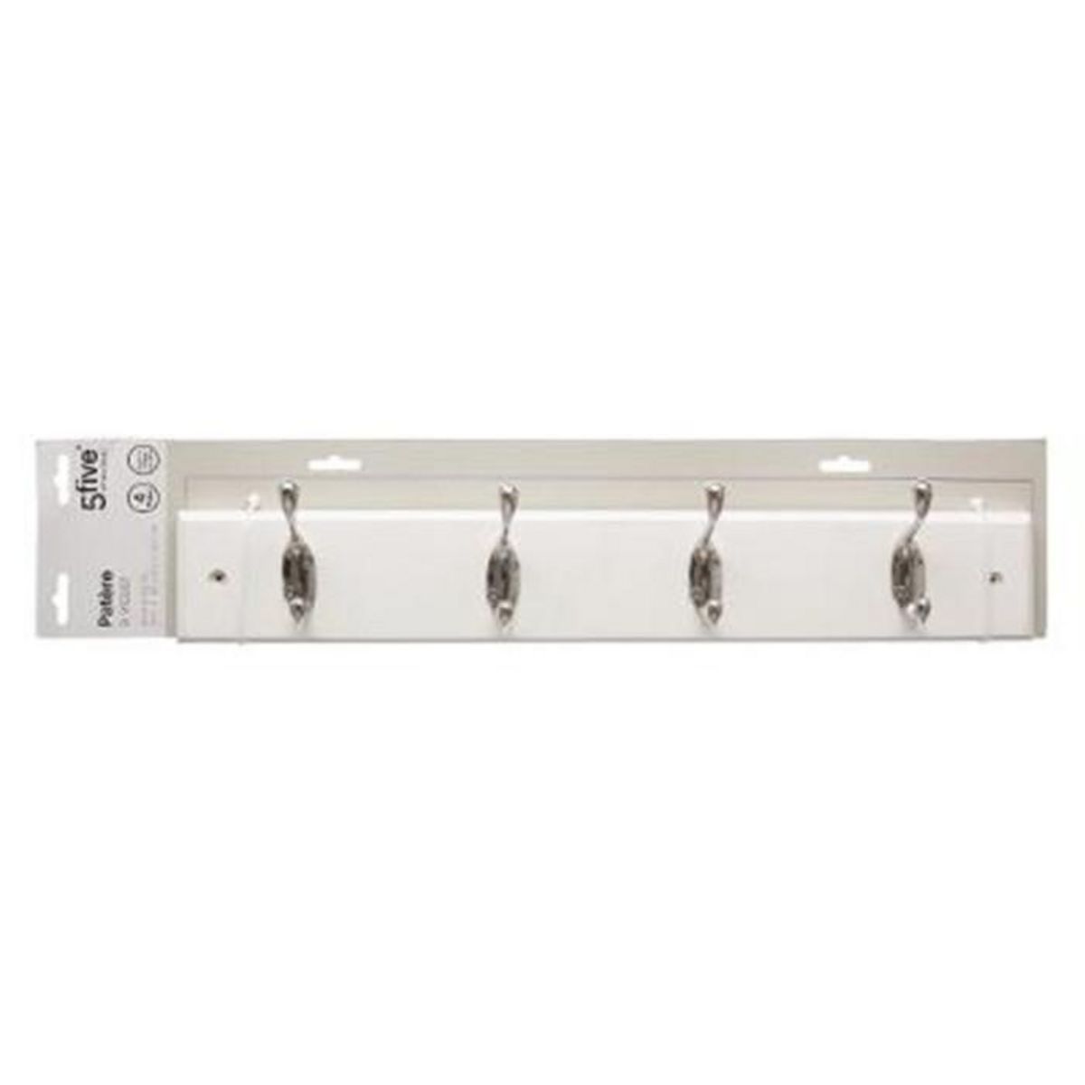 FIVE Patère en Bois & Métal  4 Têtes  42cm Blanc