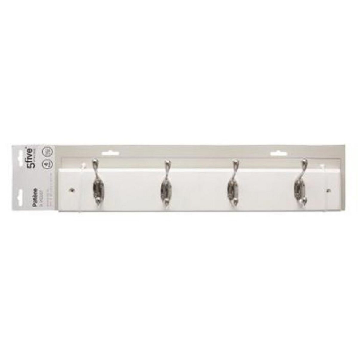 FIVE Patère en Bois & Métal  4 Têtes  42cm Blanc