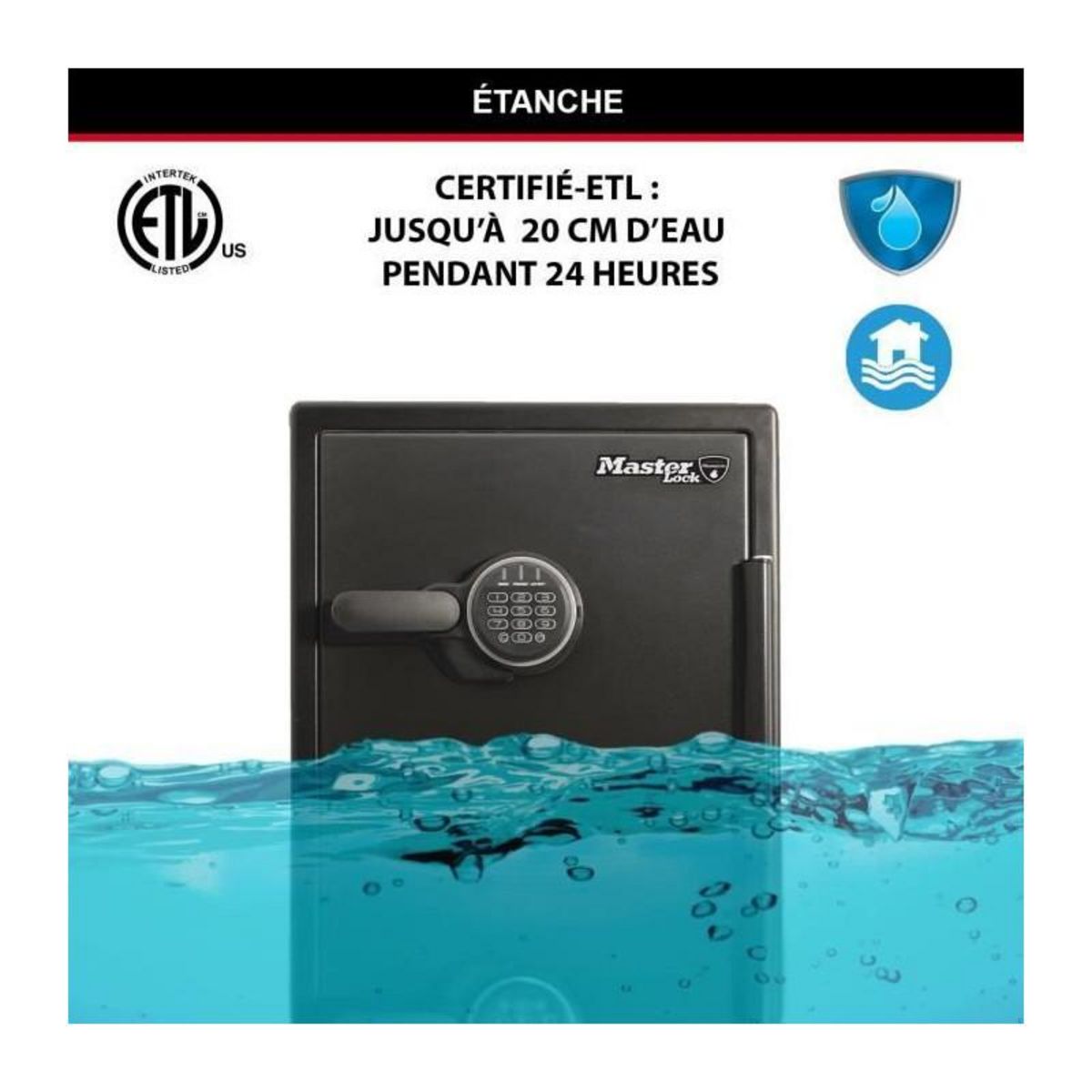 Master lock Coffre-fort [Ignifuge et Etanche] [XXL 56,6L] [combinaison électronique] - LFW205FYC