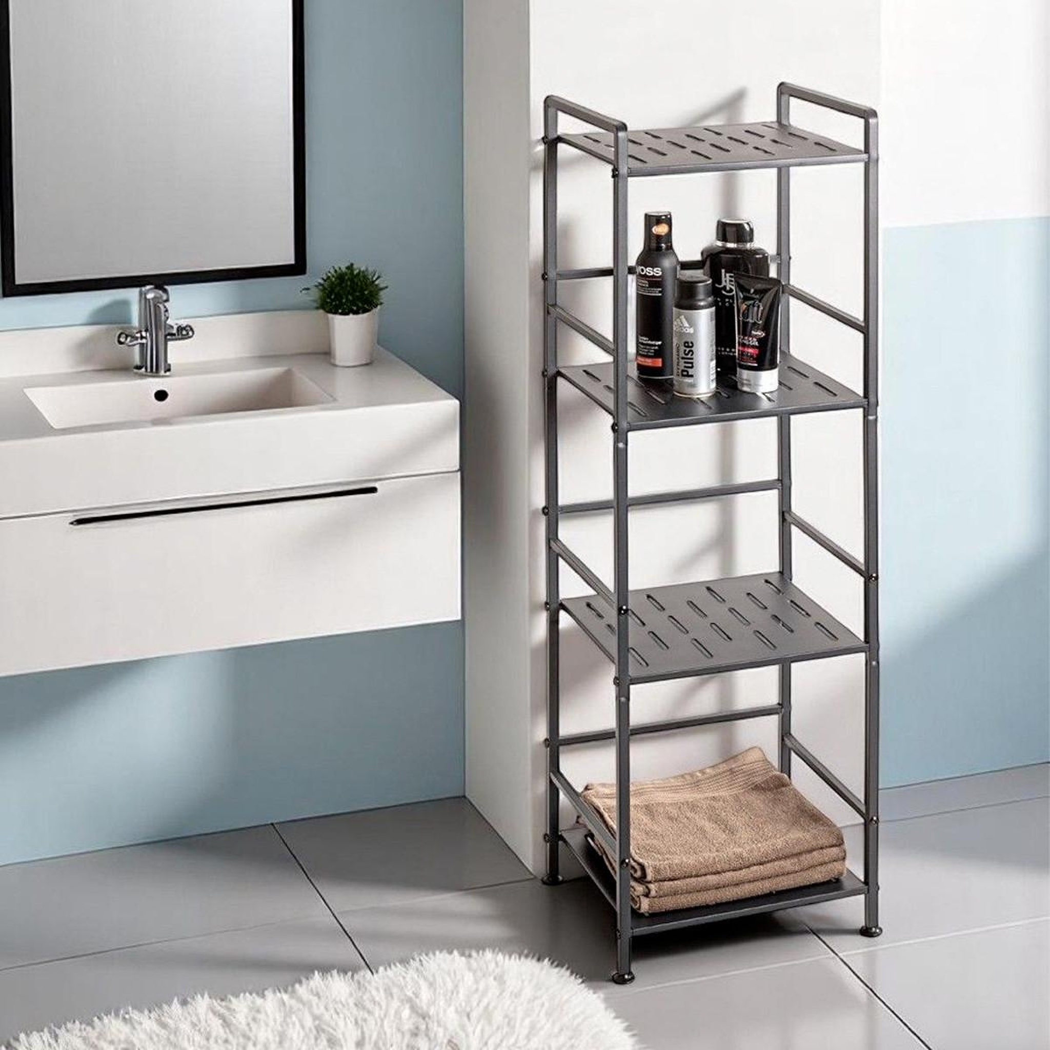 Voir la diapositive 5 : Paris Prix Étagère design 4 niveaux  ombre  106cm anthracite