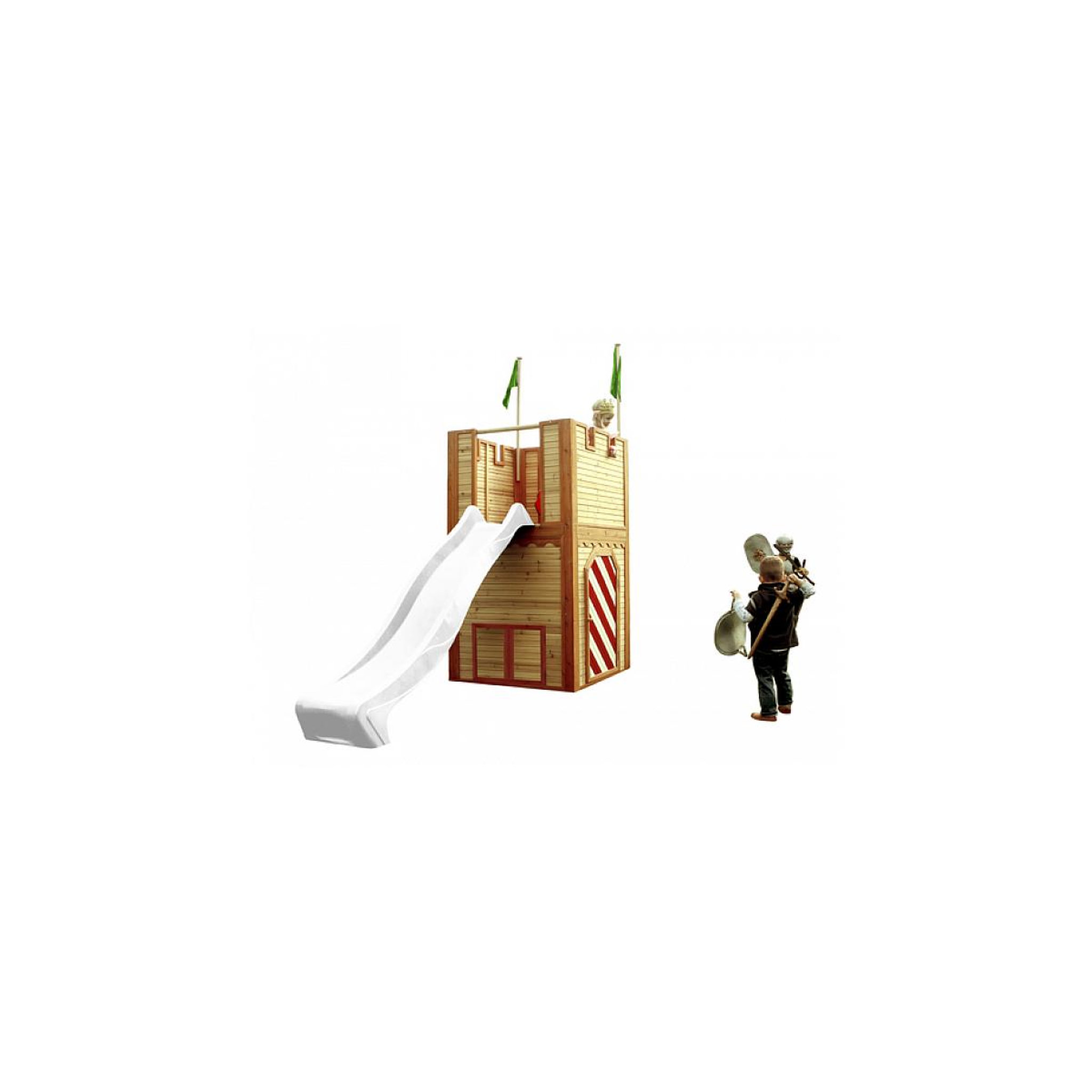 Voir la diapositive 2 : Axi House Axi ARTHUR Aire de jeux en cèdre vernis naturel, toboggan Blanc