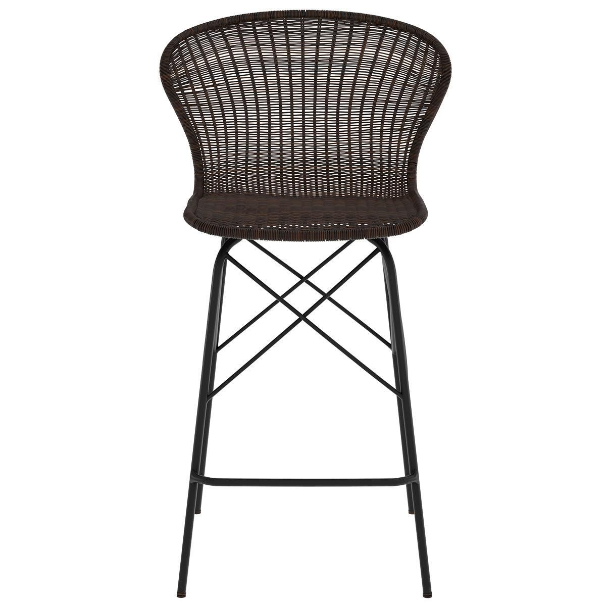 Rendez vous déco Lot de 2 chaises pour îlot central 63 cm en résine tressée marron - Palma