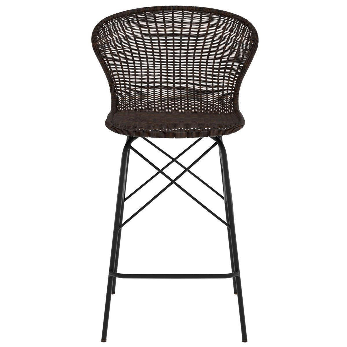 Rendez vous déco Lot de 2 chaises pour îlot central 63 cm en résine tressée marron - Palma