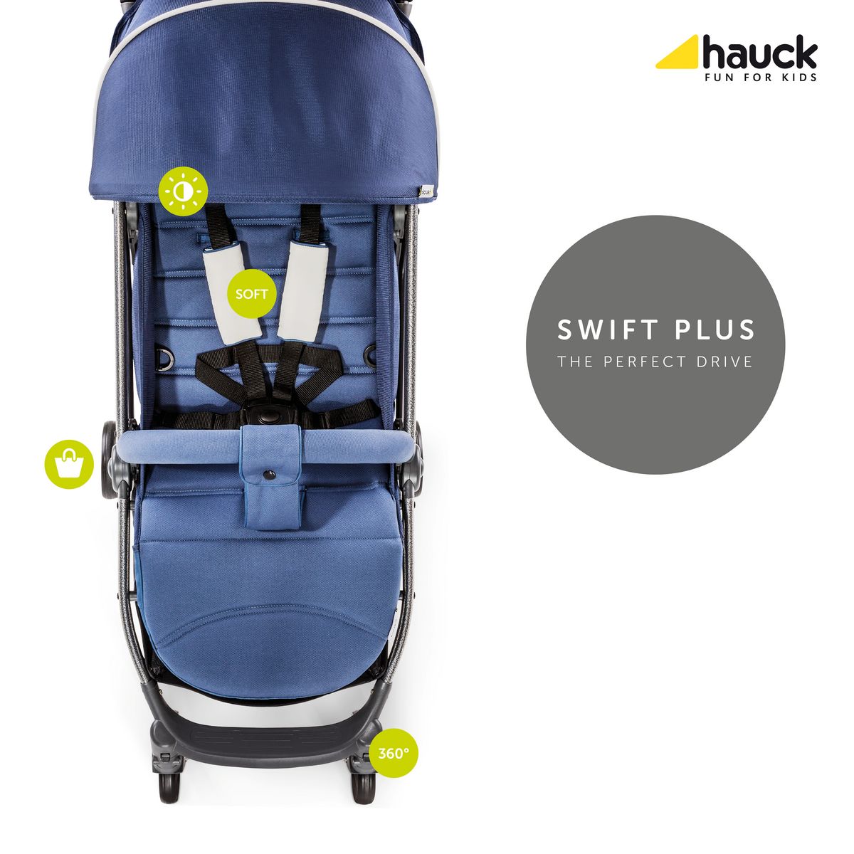 HAUCK Poussette compacte et légère denim Swift Plus 