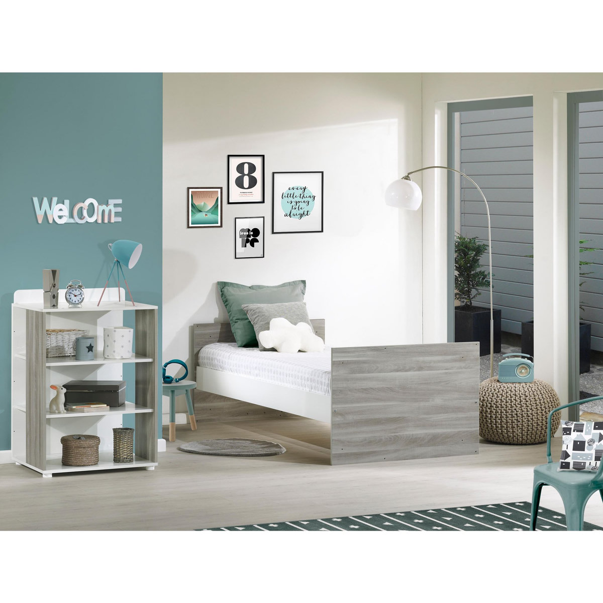 BABY PRICE Lit bébé combiné 60 x120 cm évolutif en 90 x190 cm SLEEPY/FLO